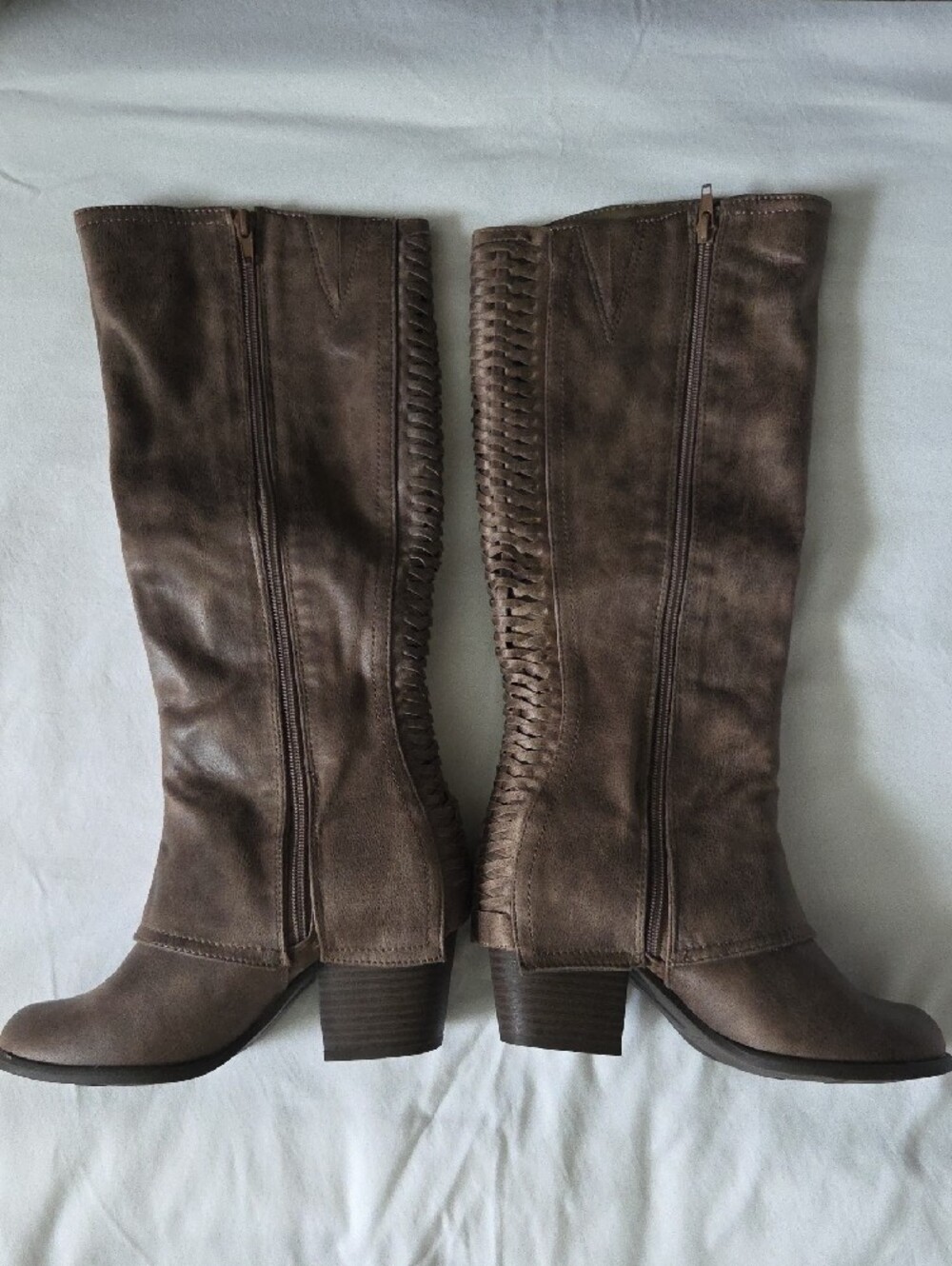 Fergalicious Tall Back-Braided Knee Boots - Brown Taupe - Picture 2 of 12
